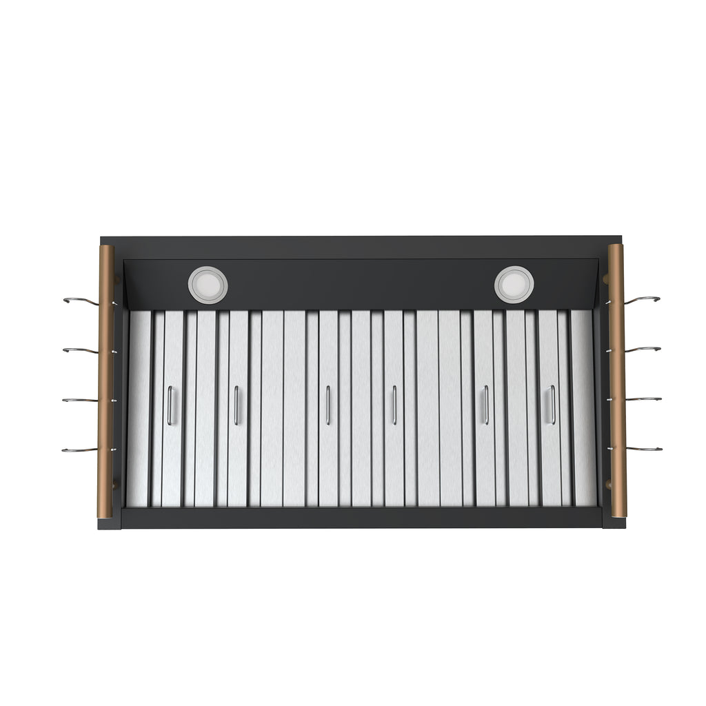 Forno Venezia 36 Inch Wall-Mounted Range Hood in Black with Touch Controls and Baffle Filters