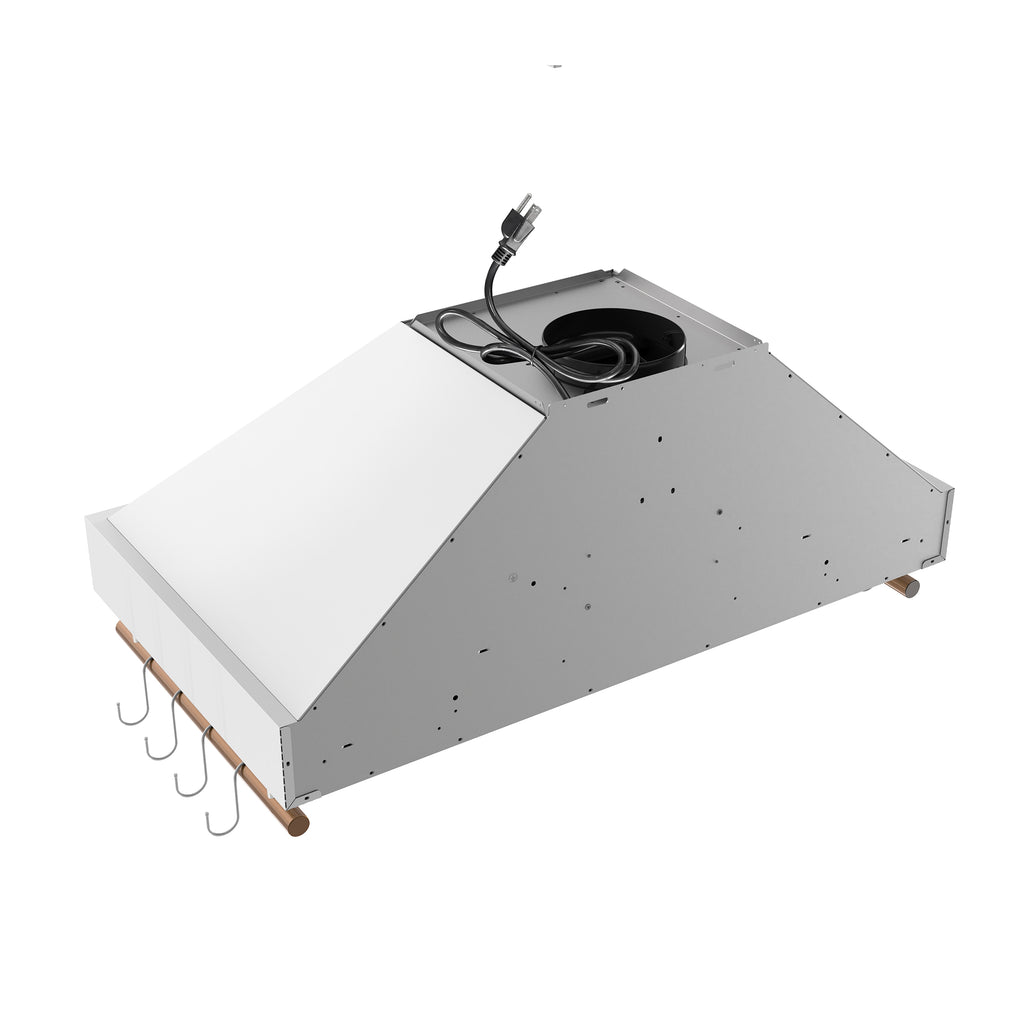 Forno Venezia 36 Inch Wall-Mounted Range Hood in White with Touch Controls and Baffle Filters