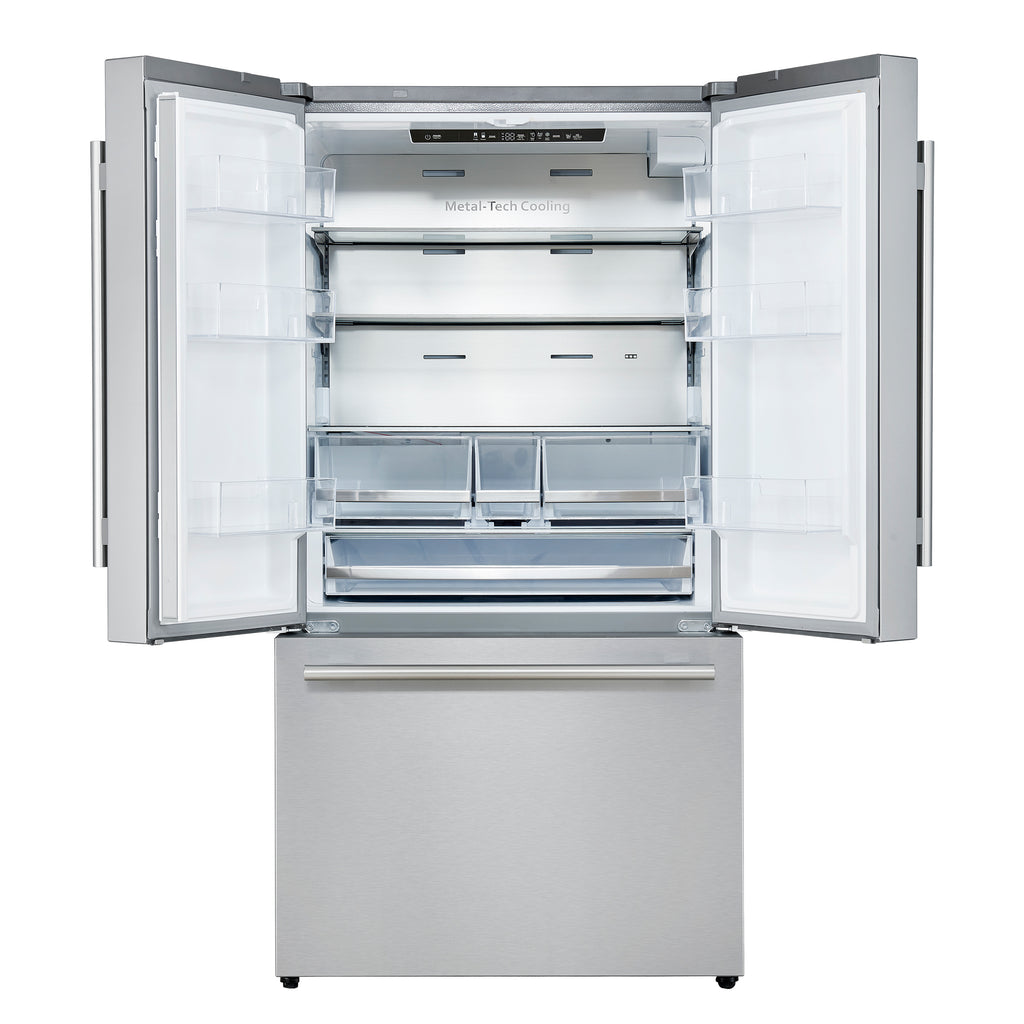 Forno Aosta 36-Inch French Door Refrigerator, Stainless Steel, 22.4 cu.ft, External Water Dispenser, Automatic Ice Maker, ENERGY STAR Certified