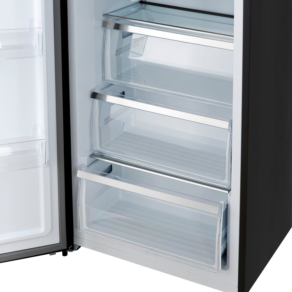 Forno Maderno 28-Inch Convertible Upright Freezer/Refrigerator in Black with Antique Brass Handle, 13.6 cu.ft., Left Swing
