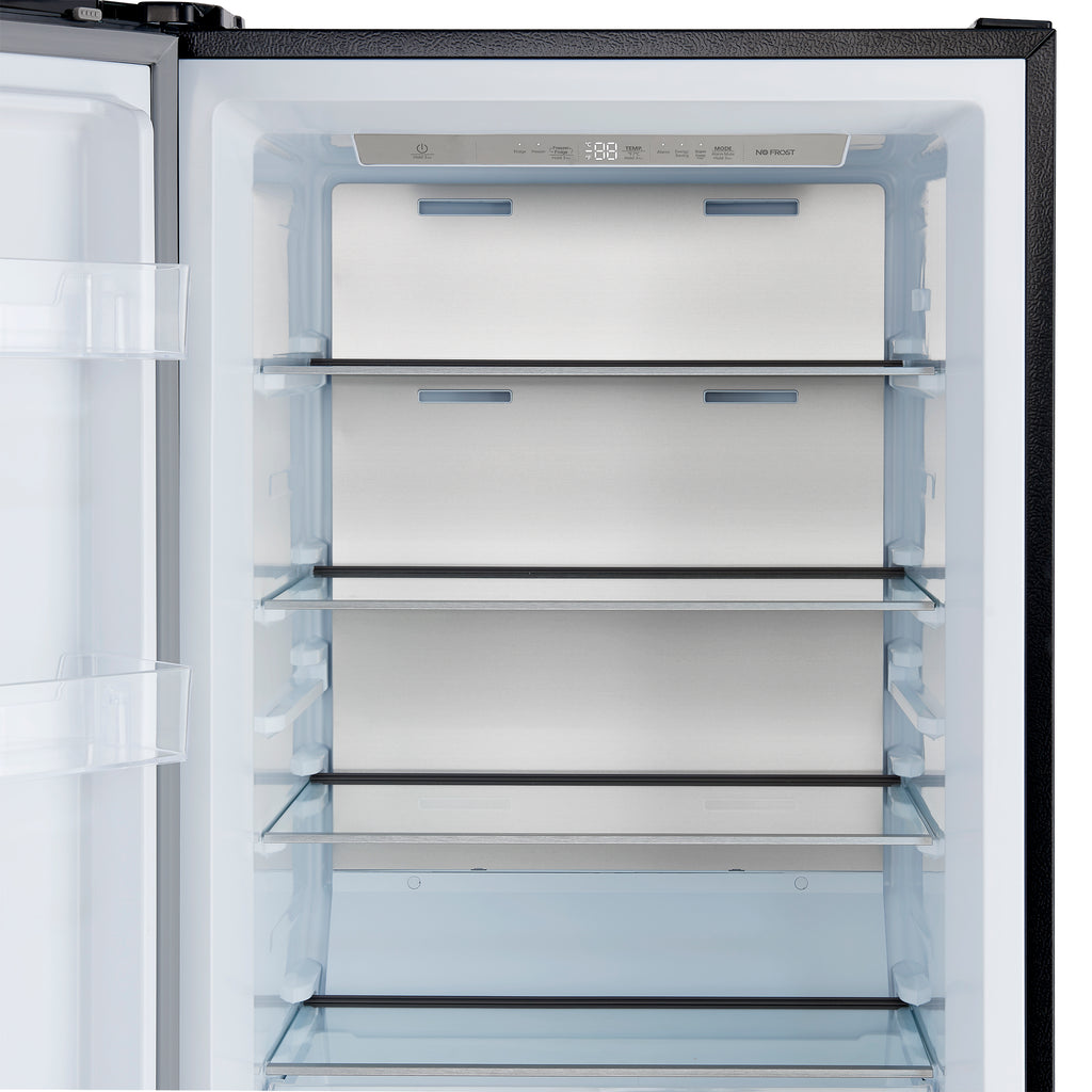 Forno Maderno 28-Inch Convertible Upright Freezer/Refrigerator in Black with Antique Brass Handle, 13.6 cu.ft., Left Swing