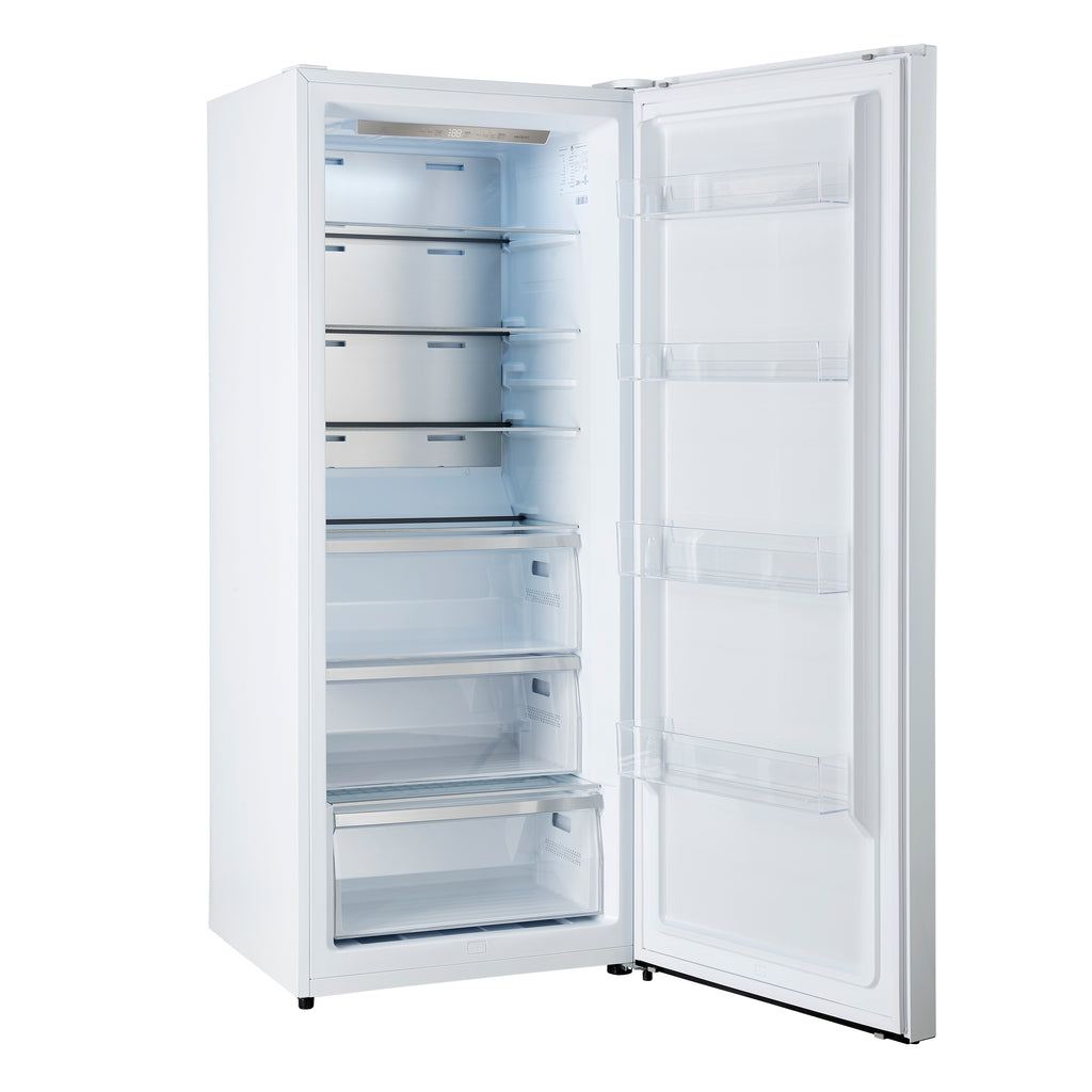 Forno Maderno 28-Inch Convertible Freezer/Refrigerator in White with Antique Brass Handle, 13.6 cu.ft. Right Swing