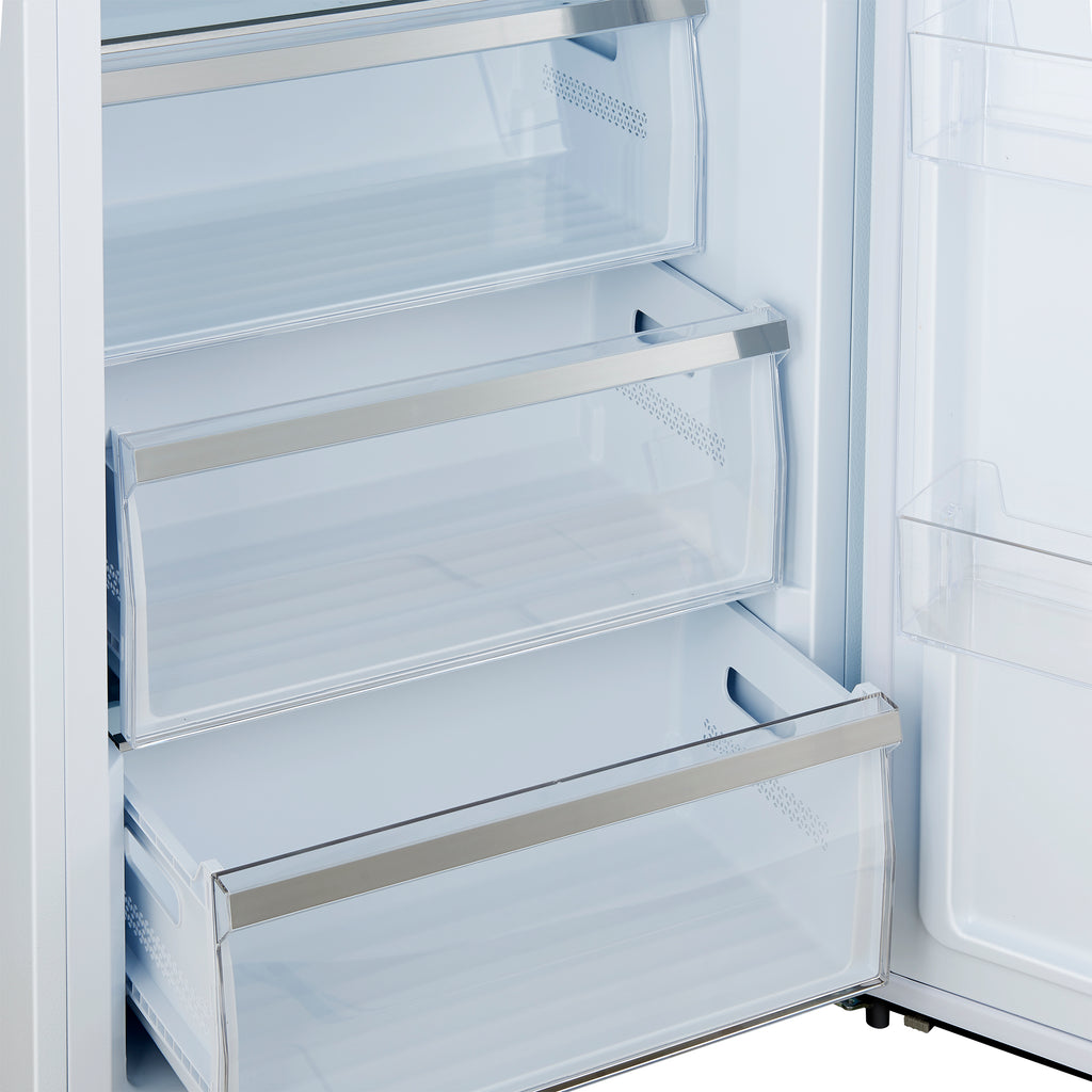 Forno Maderno 28-Inch Convertible Freezer/Refrigerator in White with Antique Brass Handle, 13.6 cu.ft. Right Swing