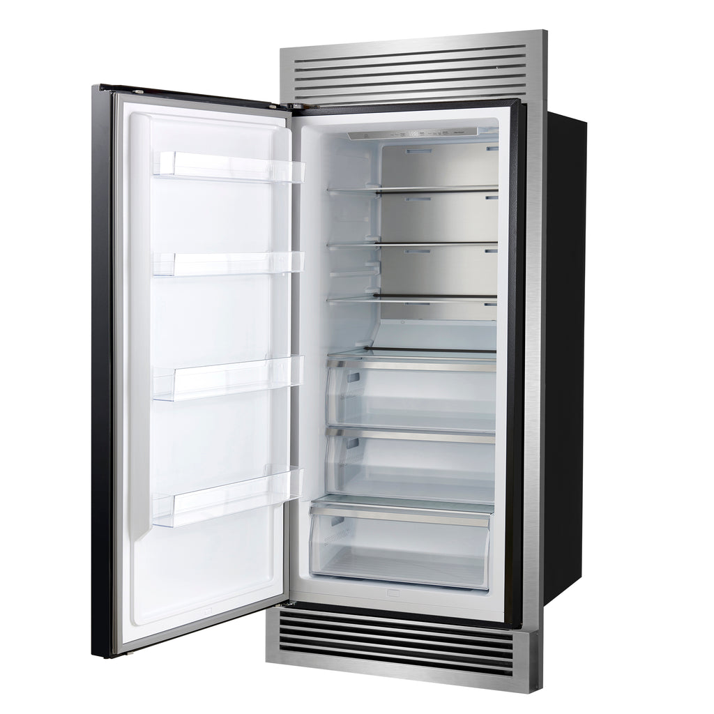Forno Maderno 28" Built-In Convertible Refrigerator in Black, 13.6 cu.ft. Left Swing with Decorative Grill - 32" Wide