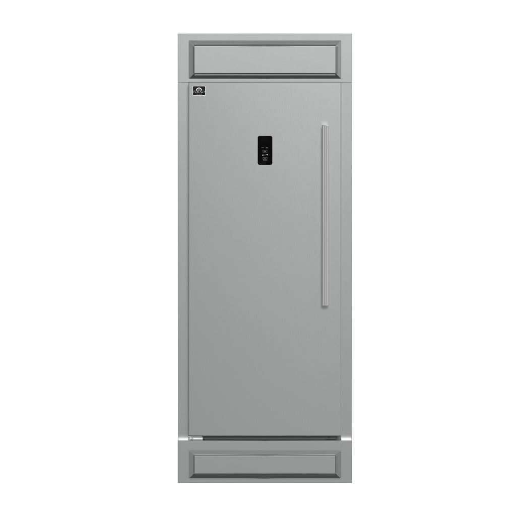Forno Fortezza 32 Inch Left-Swing Freezer with Trim Kit, Stainless Steel, with Automatic Ice Maker