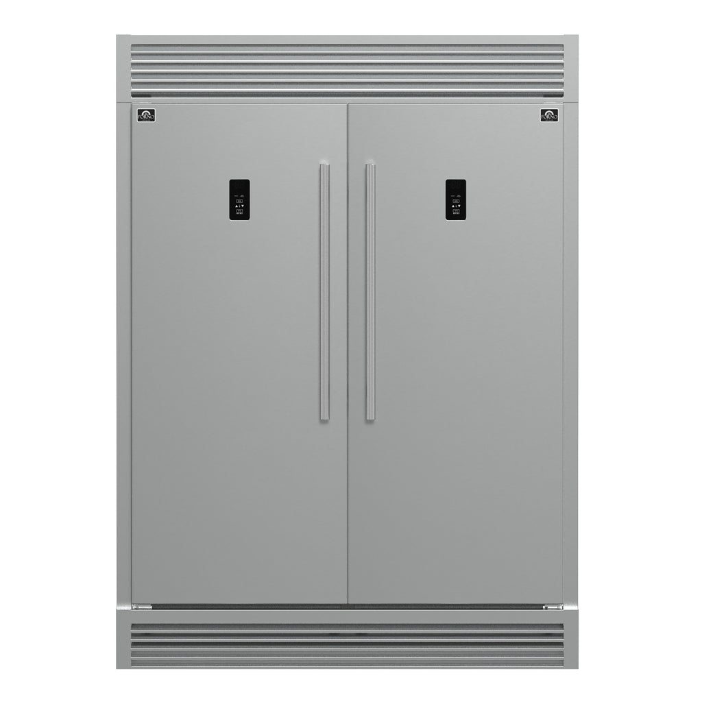 Forno Fortezza 60 Inch Convertible Refrigerator/Freezer with Trim Grill, Stainless Steel, Total No Frost, with Automatic Ice Maker