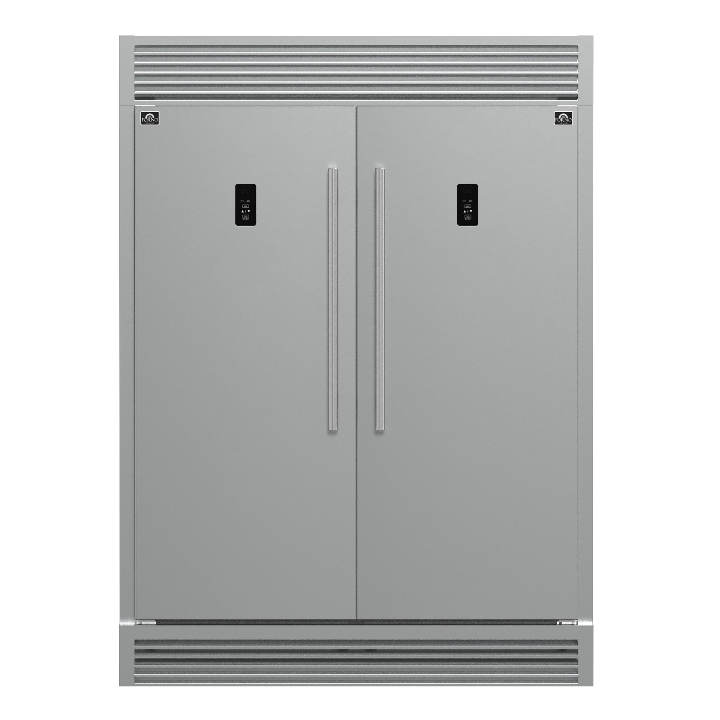 Forno Fortezza 60 Inch Convertible Refrigerator/Freezer with Trim Grill, Stainless Steel, Total No Frost, with Automatic Ice Maker