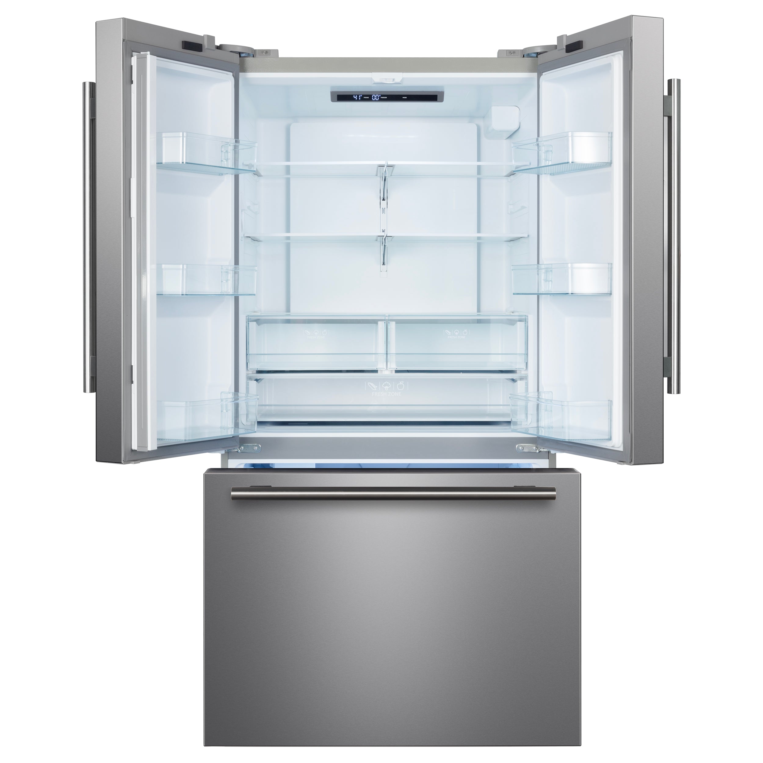 Forno Rivello 36 Inch French Door Refrigerator in Stainless Steel, Internal Water Dispenser, Filtered Ice, Adjustable Shelves, Energy Star Certified