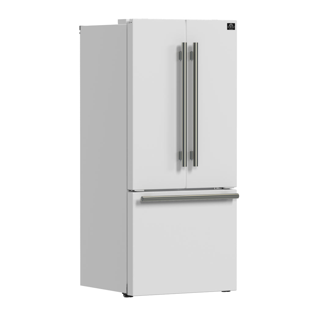 Forno Gallipoli Espresso 30-Inch White French Door Refrigerator, Bottom Freezer, 17.5 Cu. Ft., No Frost, Ice Maker