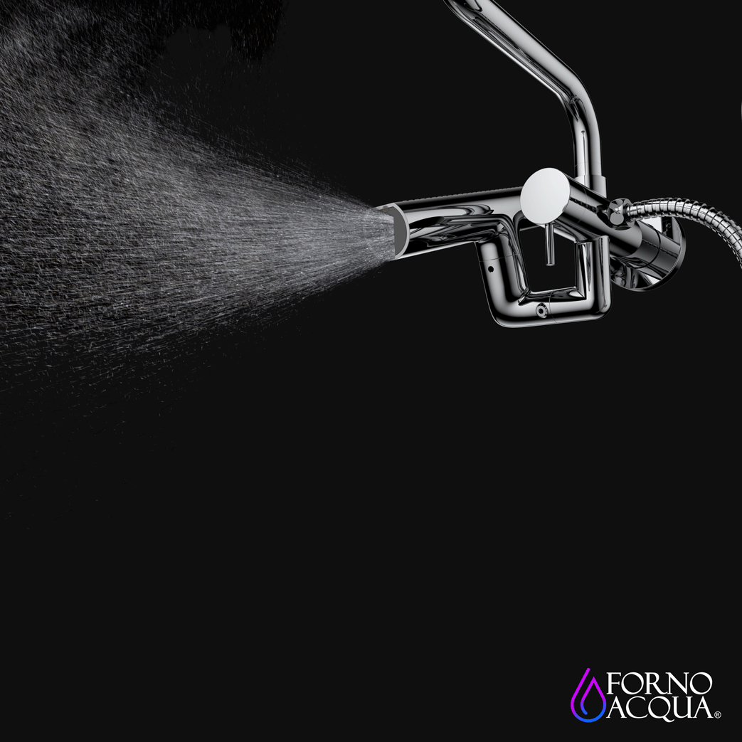 Forno Acqua AcquaFALL Mini 8 Inch Shower Head, Brushed Nickel Finish, Overhead Rainfall Shower, Handheld Shower Head, Body Jets, 2.5 GPM Flow Rate