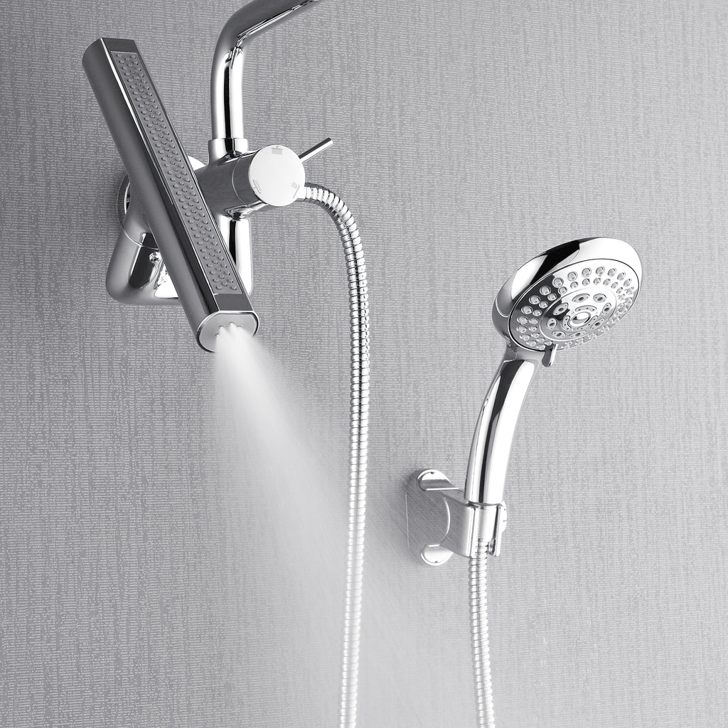 Forno Acqua AcquaFALL Mini 8 Inch Shower Head, Polished Stainless Steel Finish, Overhead Rainfall Shower, Handheld Shower Head, Body Jets, 1.8 GPM Flow Rate