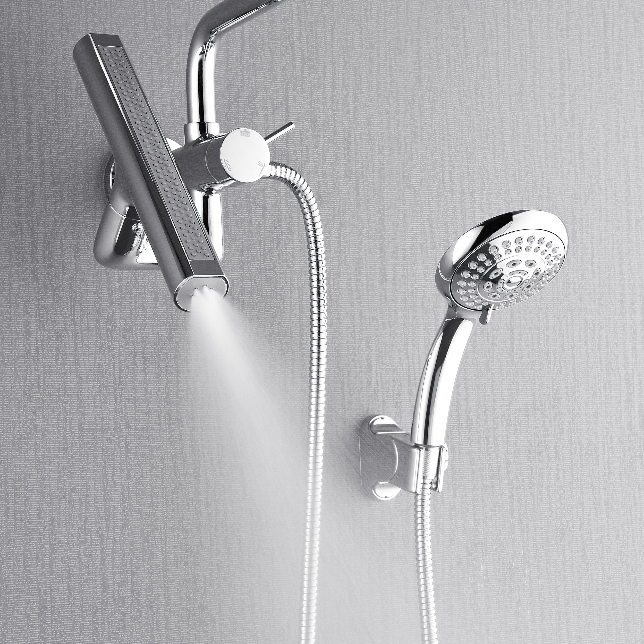 Forno Acqua AcquaFALL Mini 8 Inch Shower Head, Polished Stainless Steel Finish, Overhead Rainfall Shower, Handheld Shower Head, Body Jets, 1.8 GPM Flow Rate