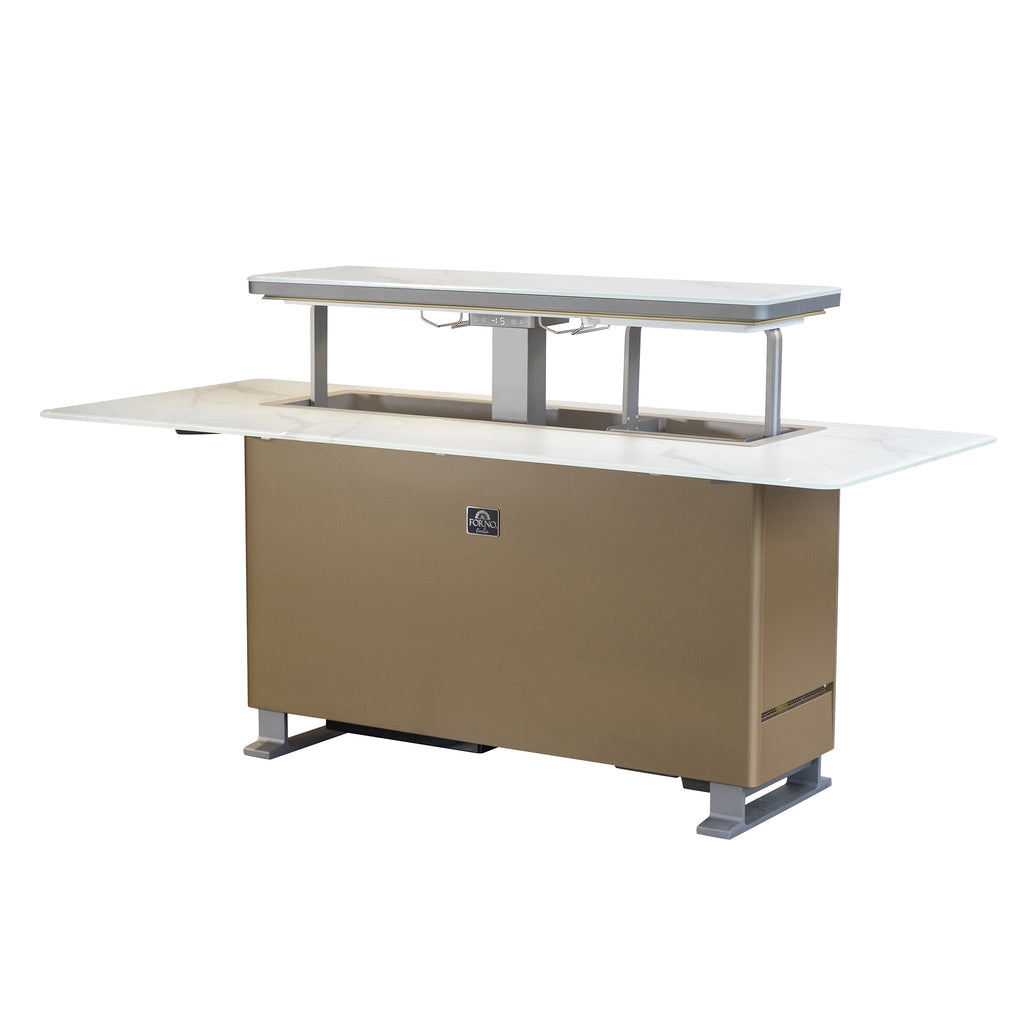 Elevato Smart Bar Table in White, 5.3 cu.ft fridge and freezer with Bluetooth control