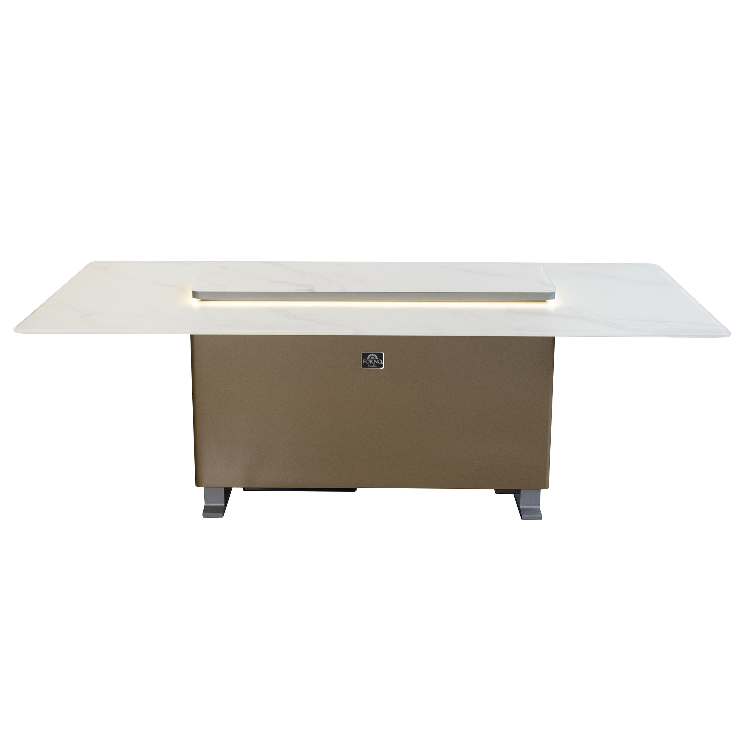 Cinetico Smart Dining Table in White, 5.3 cu.ft fridge and freezer with Bluetooth control