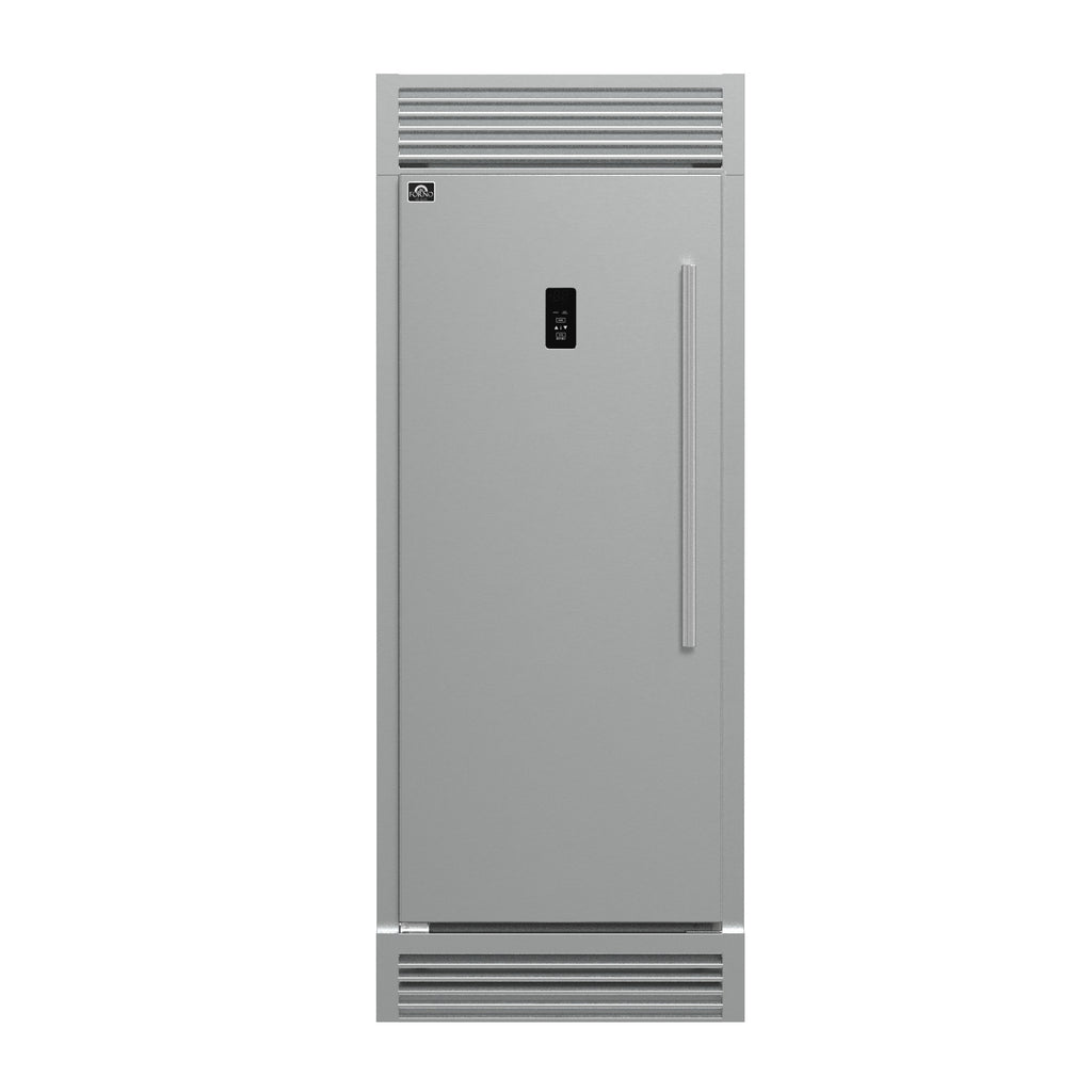 Forno Fortezza 32 Inch Left-Swing Freezer with Standard Trim Grill, Stainless Steel, with Automatic Ice Maker