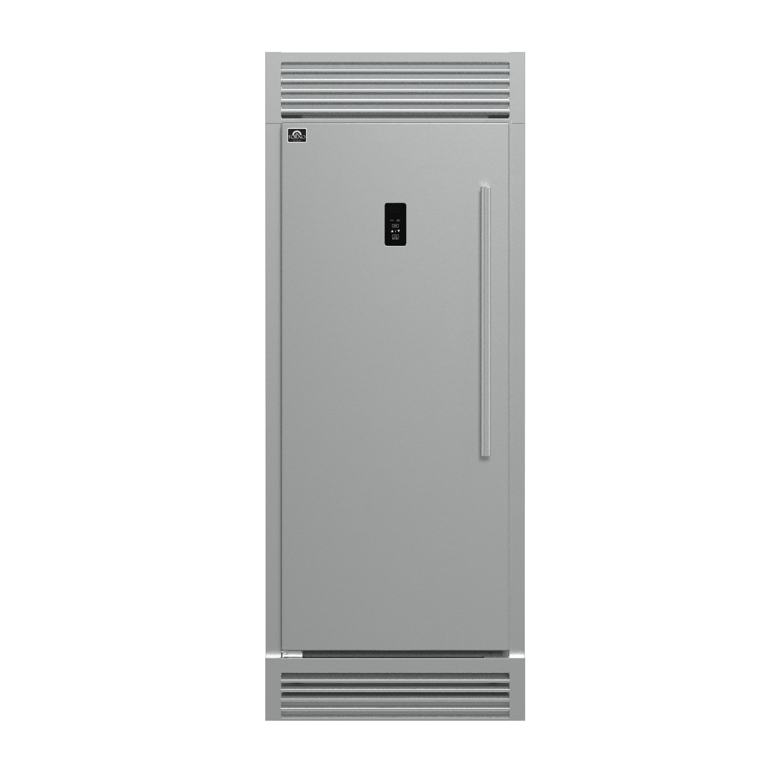 Forno Fortezza 32 Inch Left-Swing Freezer with Standard Trim Grill, Stainless Steel, with Automatic Ice Maker