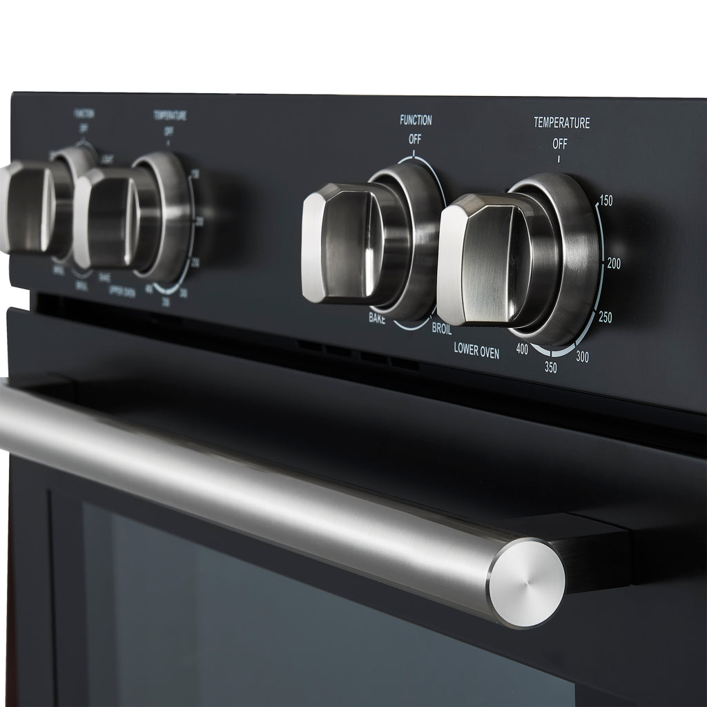 Forno Vomero 30-Inch Double Wall Oven, Black, 10 cu.ft Total Capacity, 7100W Convection, Mechanical Controls, Manuel Steam Clean