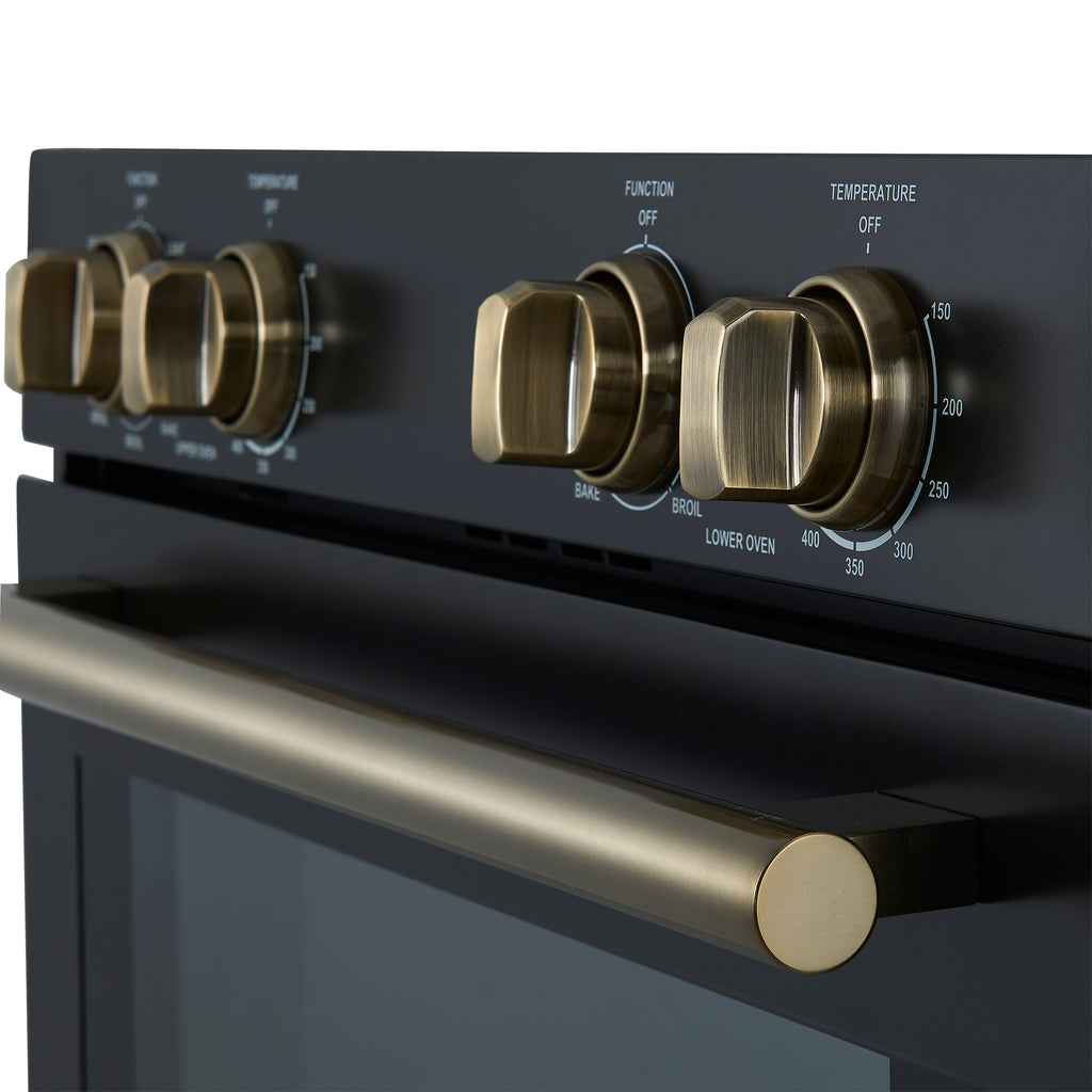 Forno Vomero 30-Inch Double Wall Oven, Black, 10 cu.ft Total Capacity, 7100W Convection, Mechanical Controls, Manuel Steam Clean
