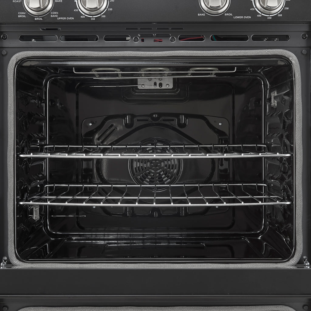 Forno Vomero 30-Inch Double Wall Oven, Black, 10 cu.ft Total Capacity, 7100W Convection, Mechanical Controls, Manuel Steam Clean