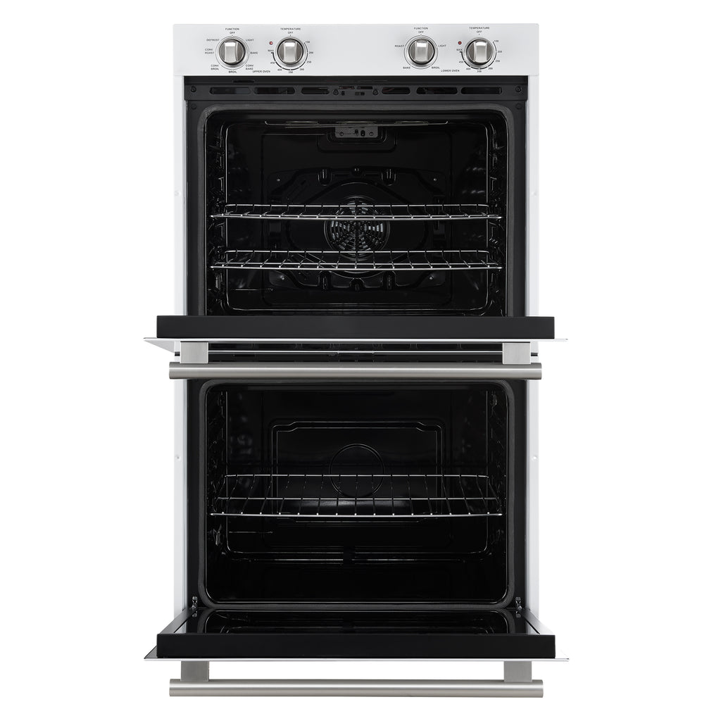 Forno Vomero 30-Inch Double Wall Oven, White, 10 cu.ft Total Capacity, 7100W Convection, Mechanical Controls, Manuel Steam Clean