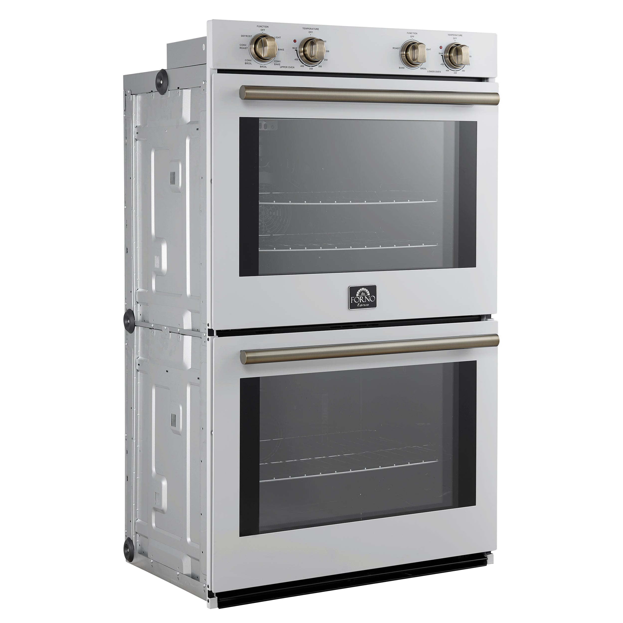 Forno Vomero 30-Inch Double Wall Oven, White, 10 cu.ft Total Capacity, 7100W Convection, Mechanical Controls, Manuel Steam Clean