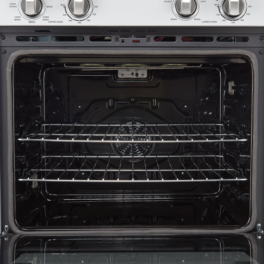 Forno Vomero 30-Inch Double Wall Oven, White, 10 cu.ft Total Capacity, 7100W Convection, Mechanical Controls, Manuel Steam Clean