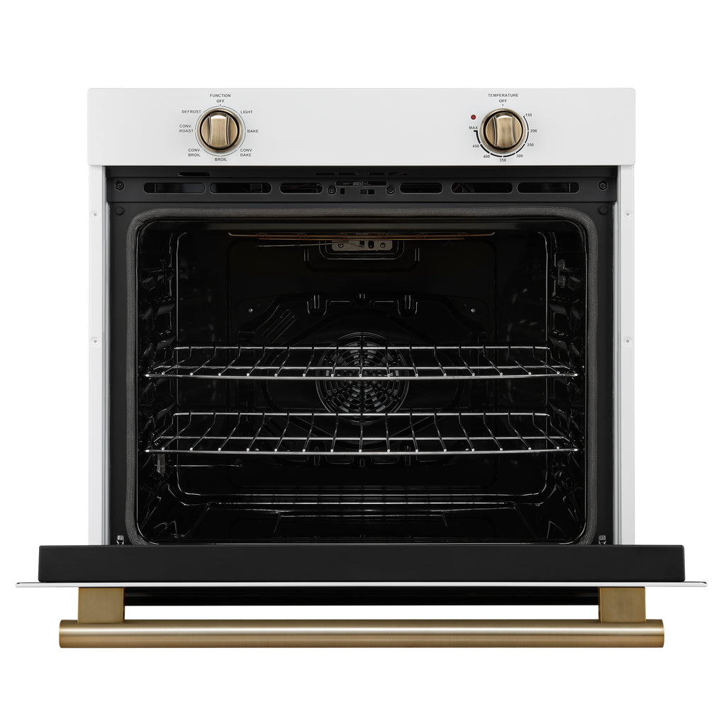 Forno Vomero 30-Inch Wall Oven, White, 5 cu.ft Capacity, 3550 Watts Convection, Mechanical Controls, Manuel Steam Clean