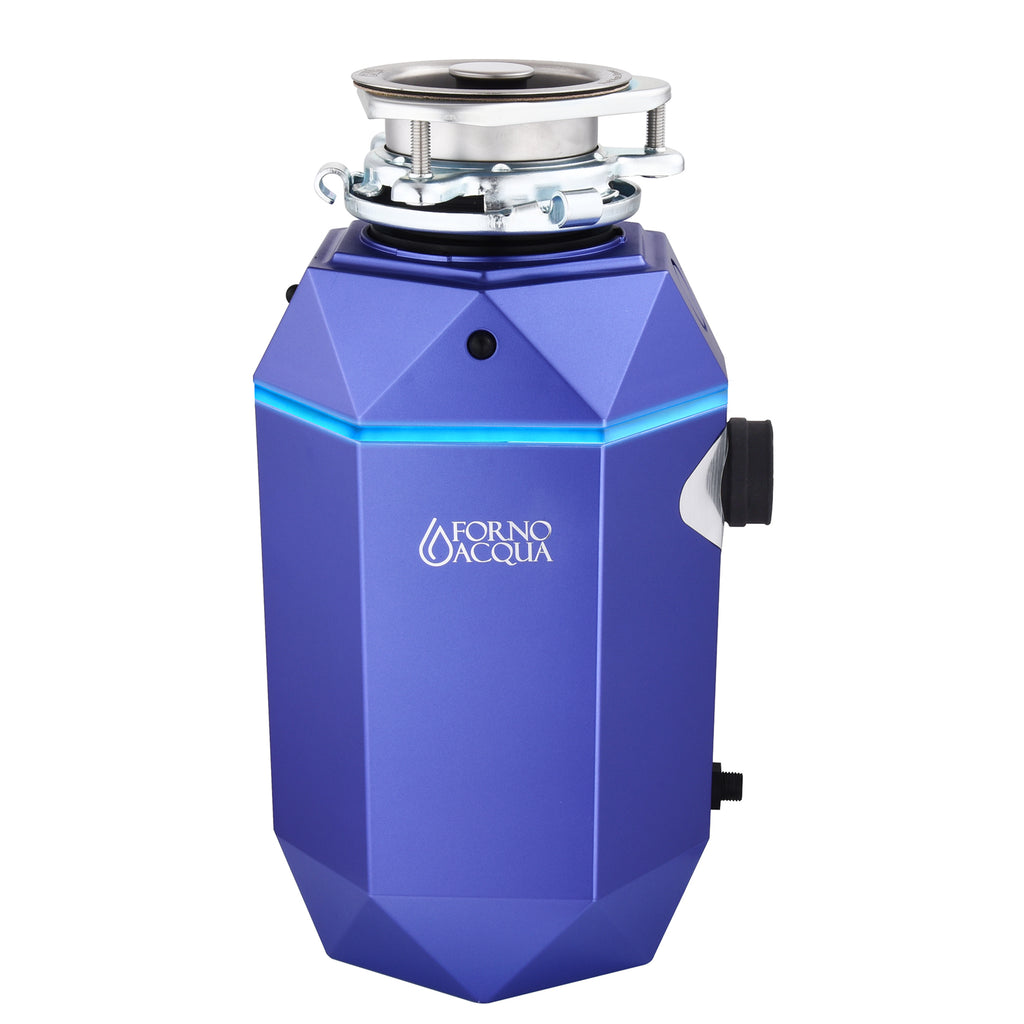 FORNO ACQUA BrightDIAMOND Amethyst 3/4HP Super Quiet Garbage Disposal Corded with Motion Sensor Cabinet Light & Pre-Wired Air Switch